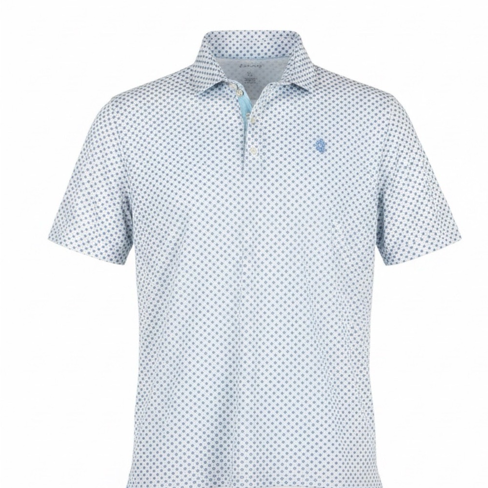 johnnie-O Light Blue Geometric Polo